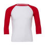 Unisex 3/4 Sleeve Baseball T-Shirt - White/Red - 2XL