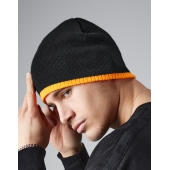 Two-Tone Beanie Knitted Hat - Black/Fluorescent Yellow - One Size