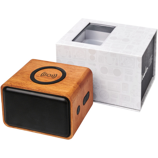 Houten 3W speaker met draadloos oplaadstation - Hout