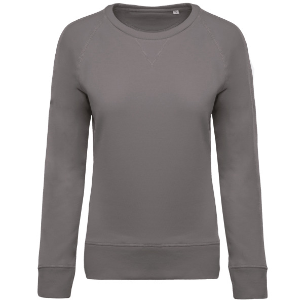 Damessweater BIO ronde hals raglanmouwen Storm Grey XS