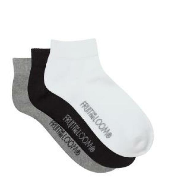 Quarter Socks 3PK, Heather Grey/Black/White, S, FOL