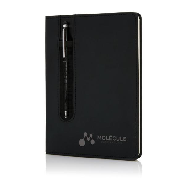 Standaard hardcover PU A5 notitieboek met stylus pen, zwart