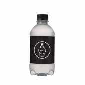 bronwater in 100% gereycleerd plastic (RPET) flesje 330ml met draaidop zwart