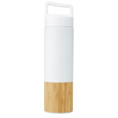 Torne koperen vacuüm geïsoleerde roestvrijstalen fles van 540 ml met bamboe buitenwand - Wit