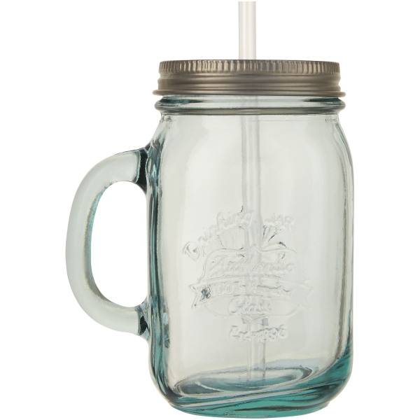 Juggo recycled glass mug with straw - Transparent clear