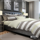 T1-BSTRIPE140 Bed Set Stripe Single beds - Taupe / Cream