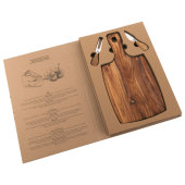 VS IWAKI praktische kaasplank-set met snijplank van Acacia hout en een kaasmes- en vork bruin