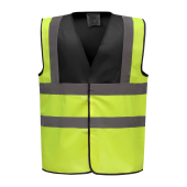 Signalisatievest met 2 Banden & Bretels Black / Hi Vis Yellow XXL