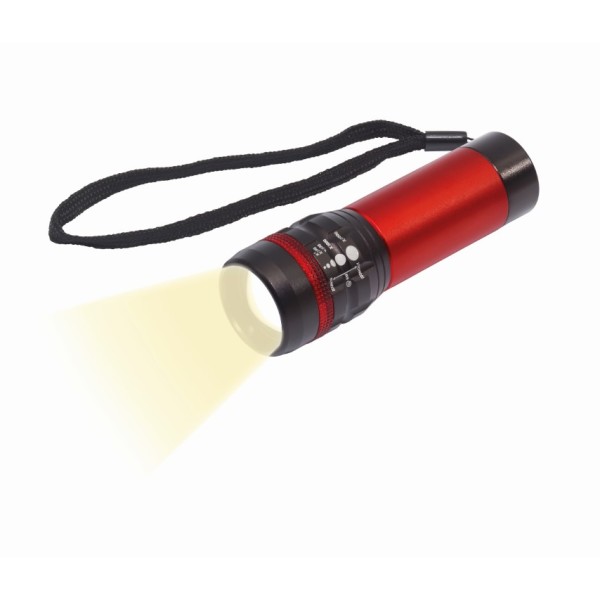 Aluminium LED-zaklamp ZOOM - rood, zwart