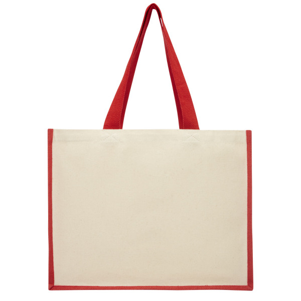 Varai 320 g/m² canvas and jute shopping tote bag 23L - Red