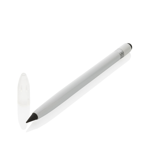 Aluminium inktloze pen met gum, wit