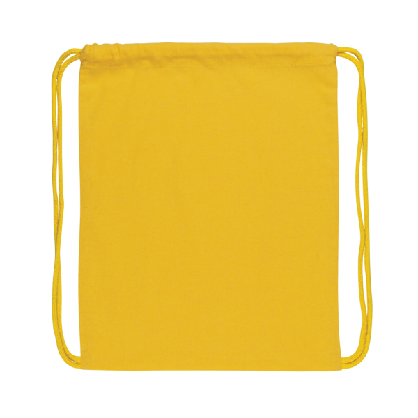Impact AWARE™ gerecycled katoenen rugzak met trekkoord 145gr, geel