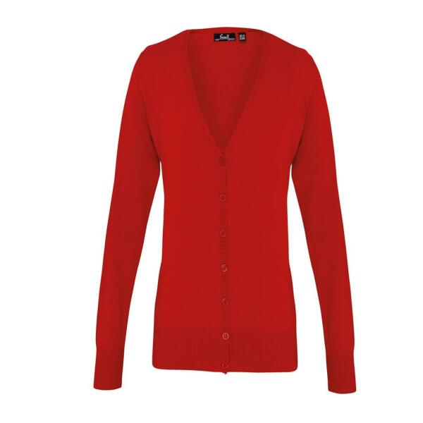 Ladies Cotton Acrylic V Neck Cardigan, Red, 10, Premier