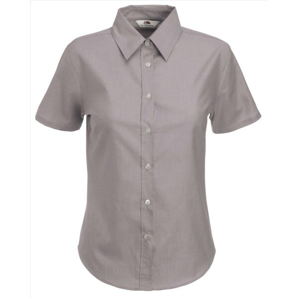 FOTL Lady-Fit Shortsleeve Oxford Shirt, Oxford Grey, XS