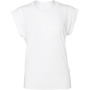 Ladies' flowy rolled-cuff T-shirt White M