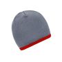 MB7584 Beanie with Contrasting Border - light-grey/burgundy - one size