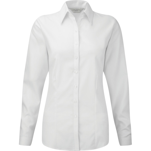 Ladies Long Sleeve Herringbone Shirt White XL