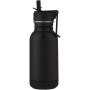 Lina 400 ml stainless steel sport bottle with straw and loop - Solid black