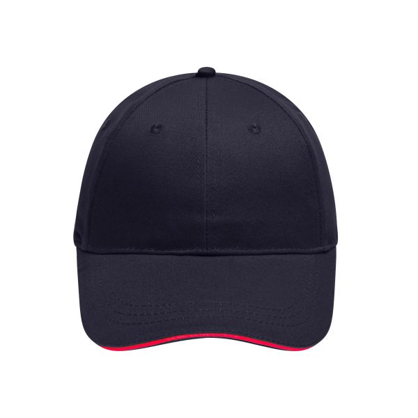MB6212 6 Panel Brushed Sandwich Cap - navy/red - one size