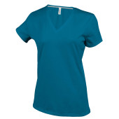 Ladies' short-sleeved V-neck T-shirt Tropical Blue 3XL