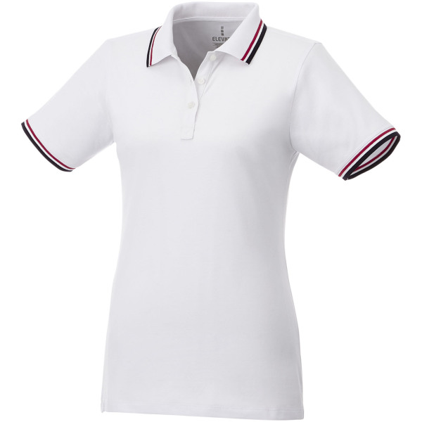 Fairfield short sleeve women's polo with tipping - White/Navy/Red - XXL