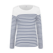 Gestreept dames-t-shirt lange mouwen White / Navy Stripes S