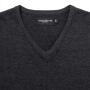RUS Men V-neck Knitted Pullover, Charcoal Marl, XXS