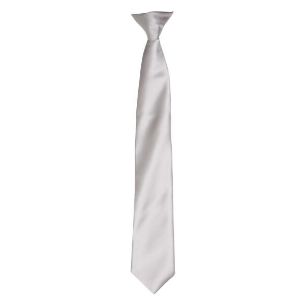 'Colours' Satin Clip Tie, Silver, ONE, Premier