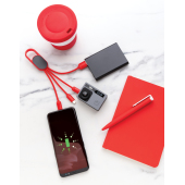 4-in-1 kabel met karabijnhaak, rood