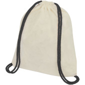 Oregon 100 g/m² ryggsäck i bomull med dragsko och färgade snören 5L - Natural/Svart