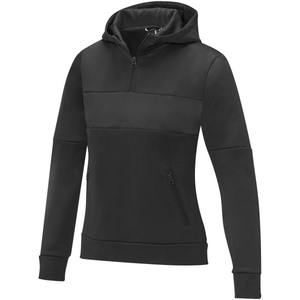 Sayan women's half zip anorak hooded sweater - Solid black - XS