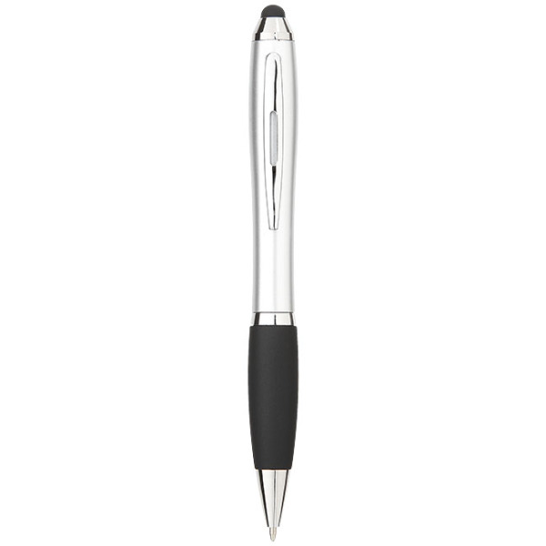 Nash stylus balpen met gekleurde houder en zwarte grip - Zilver/Zwart