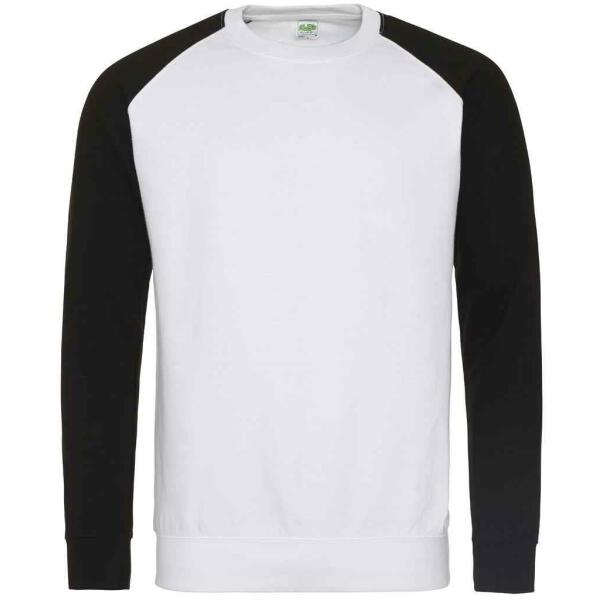 AWDis Baseball Sweatshirt, Arctic White/Jet Black, L, Just Hoods