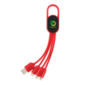 4-in-1 kabel met karabijnhaak, rood