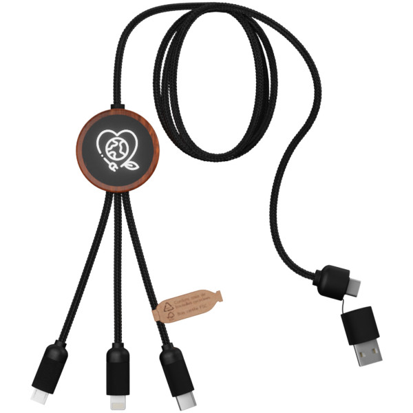 Cablu de încărcare 5-în-1 rPET cu logo-ul iluminat - SCX.design