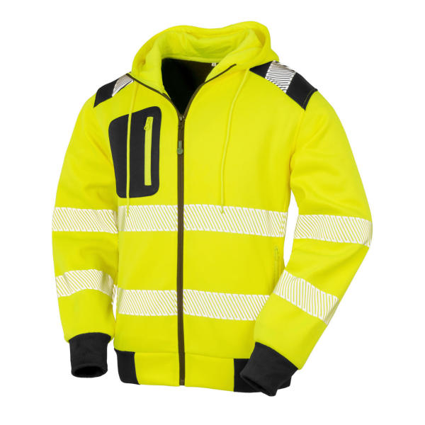 Recycled Robust Zipped Safety Hoody - Fluorescent Yellow - 2XL