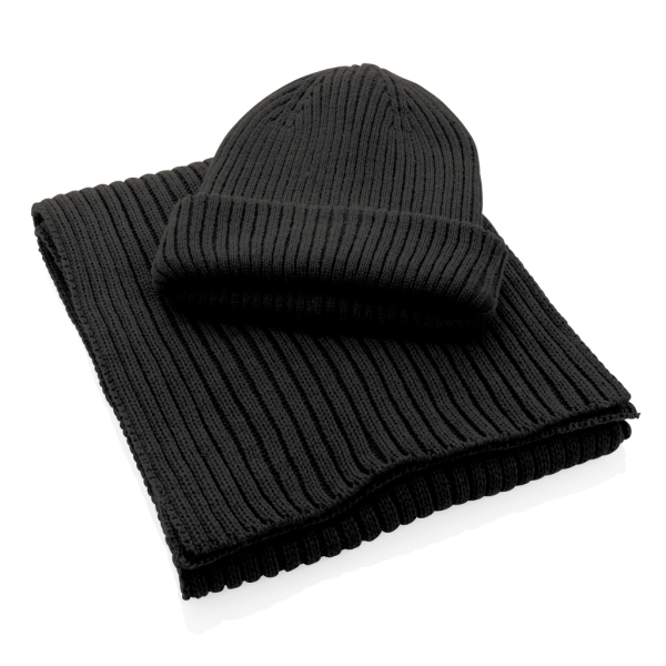 Impact AWARE™ Polylana® dubbel gebreide sjaal 180x25cm, zwart