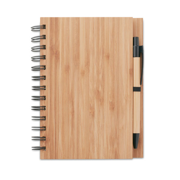 Notitieboek met bamboe cover gelinieerd gerecycled papier