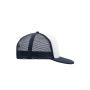 MB6207 5 Panel Flat Peak Cap - white/navy - one size