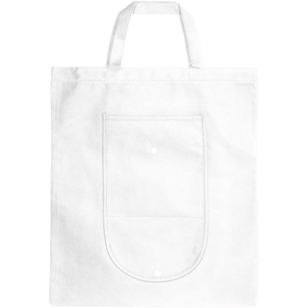 Maple buttoned foldable non-woven tote bag 8L - White