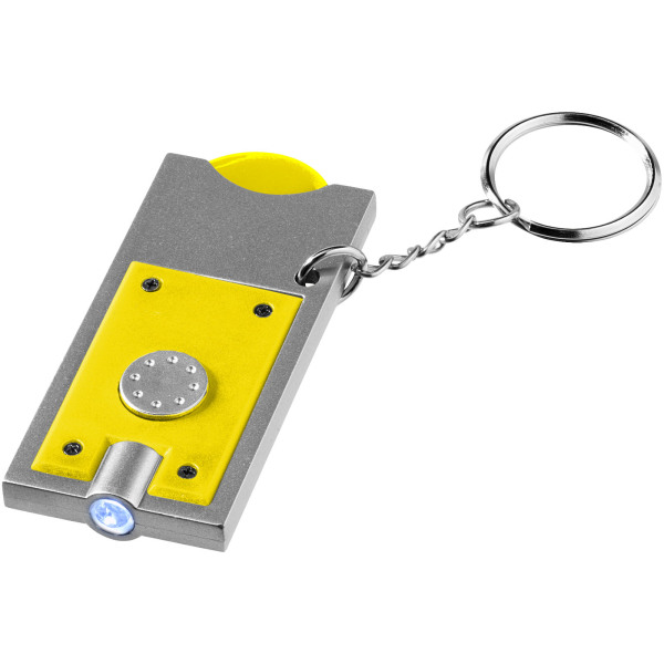 Allegro LED keychain light with coin holder - Yellow/Silver