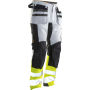 Jobman 2134 Hi-vis stretch trousers core hp wit/geel C58