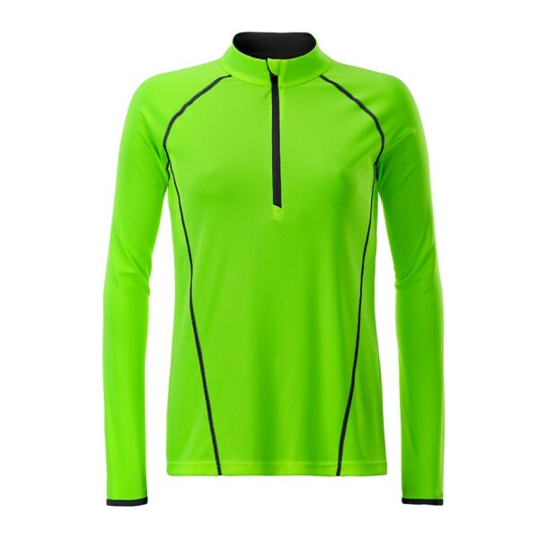 Ladies' Sports Shirt Longsleeve - bright-green/black - XS