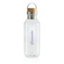 GRS RPET bottle with bamboo lid and handle, transparent