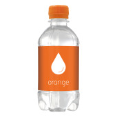 Bronwater 330 ml met draaidop - oranje. Prijs is inclusief full color bedrukking op etiket.