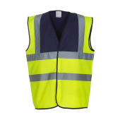 Fluo 2 Band + Brace Waistcoat - Fluo Yellow/Navy - 3XL