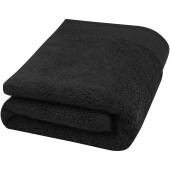 Nora 550 g/m² håndklæde i bomuld 50x100 cm - Ensfarvet sort