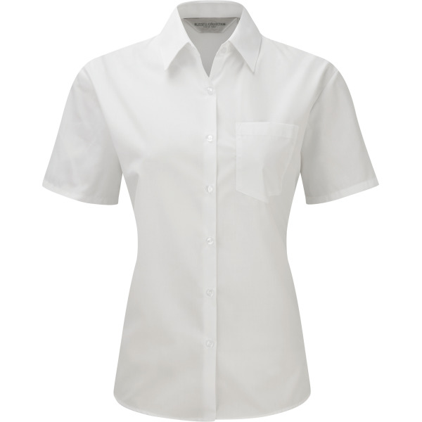 Ladies' Ss Polycotton Poplin Shirt White S