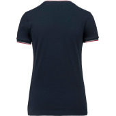 Dames-t-shirt piqué V-hals Navy / Red / White XS