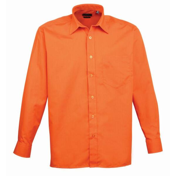 Long Sleeve Poplin Shirt, Orange, 16.5, Premier